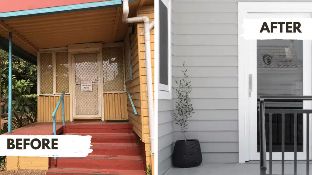 Entrance renovation before and after a commercial strip out by Adlington Homes